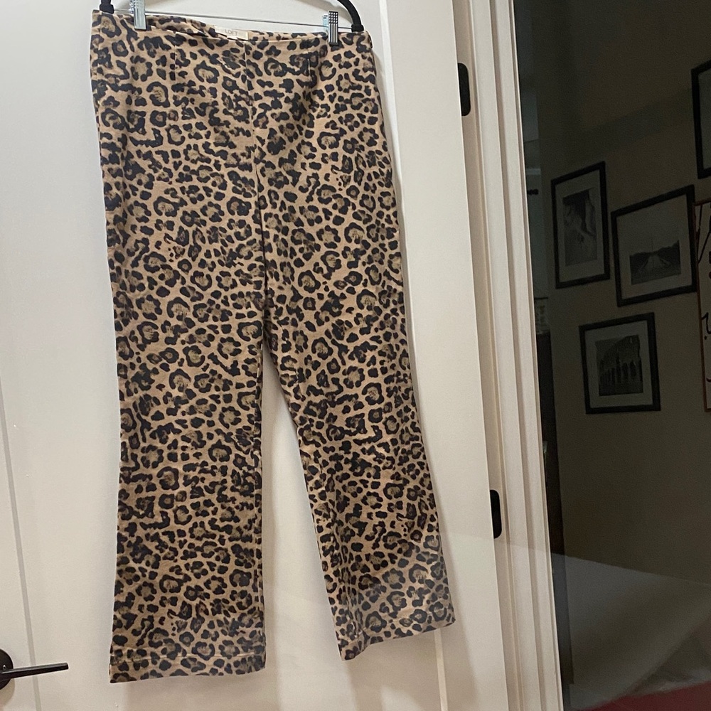 LOFT Tan and Black Animal Print Pants